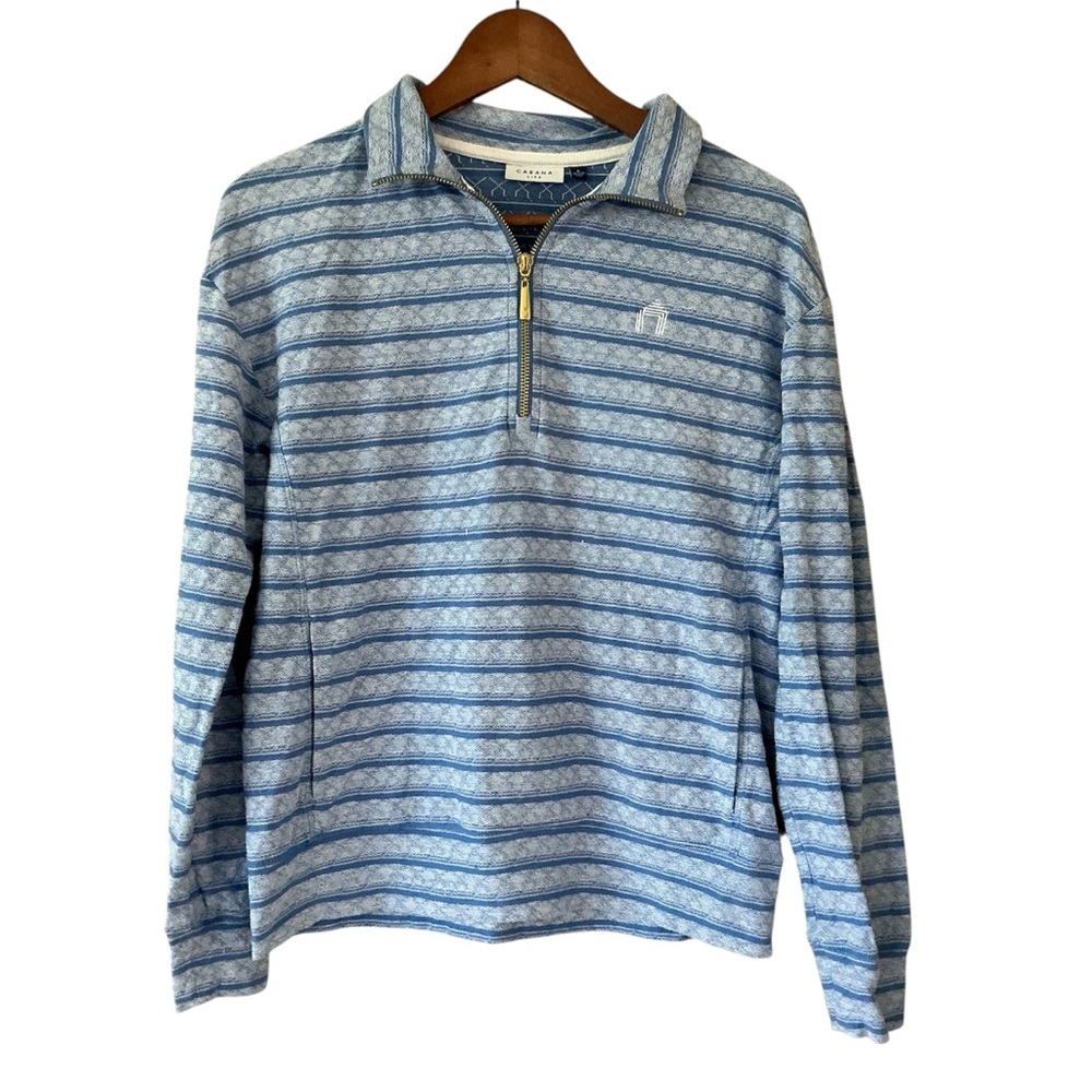 Cabana Life Blue Half Zip Pullover Size Medium
